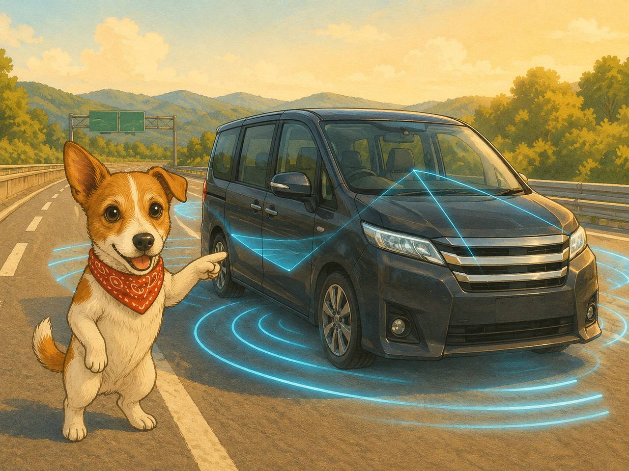 ProPILOTセンサーを指差すアンクくん