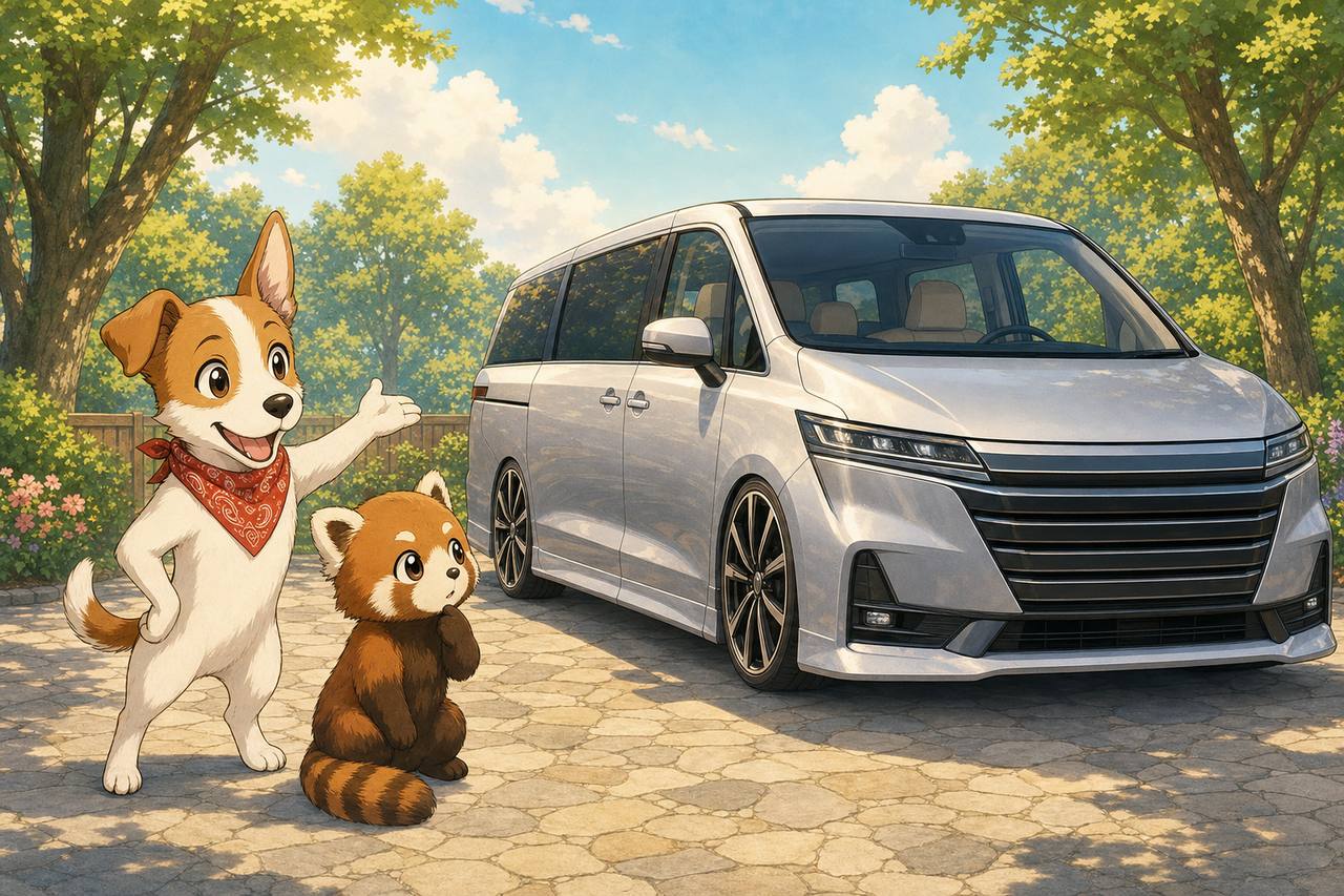 エルグランドの車幅をやさしく説明するアンク