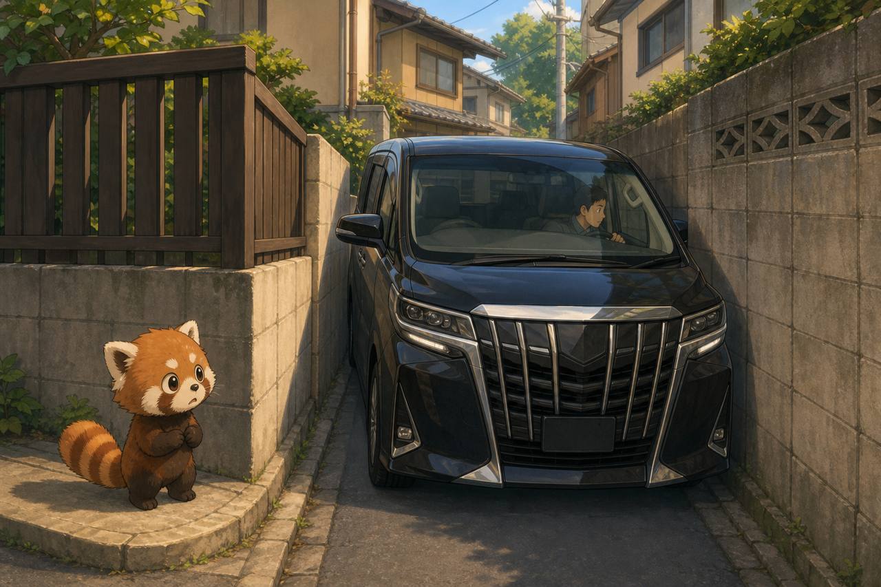 ヴェルファイア 狭い道 立体駐車場 レッサーパンダ